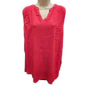 Torrid 5 5X hot pink split neck layering tank top EUC summer casual relaxed fit